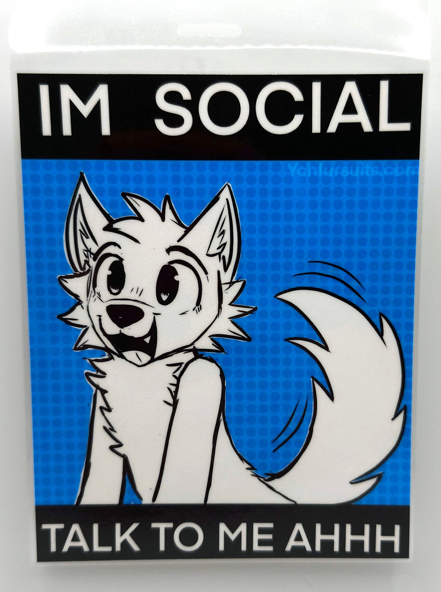 talk to me fursuit badge