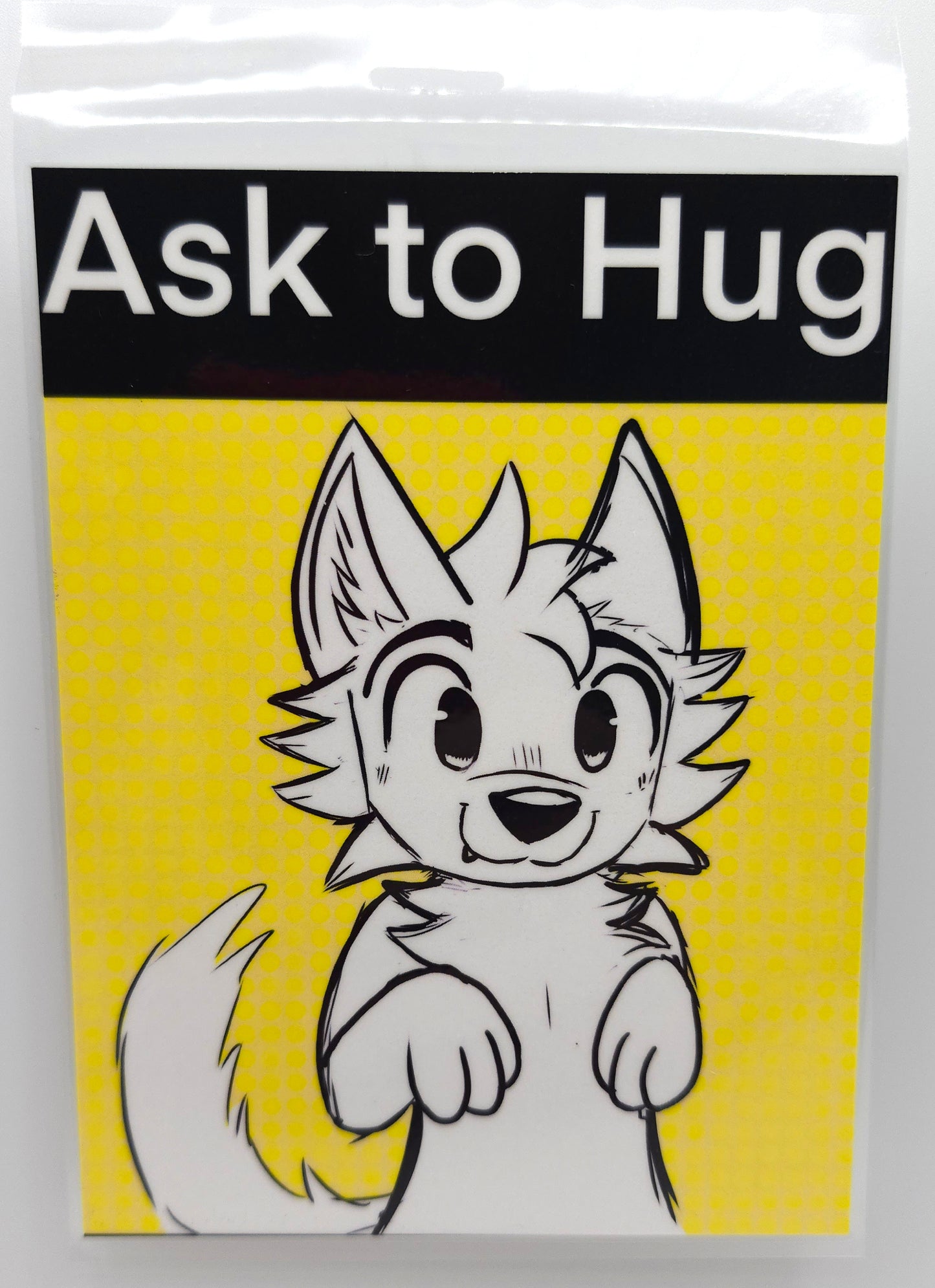ask to hug fursuit badge