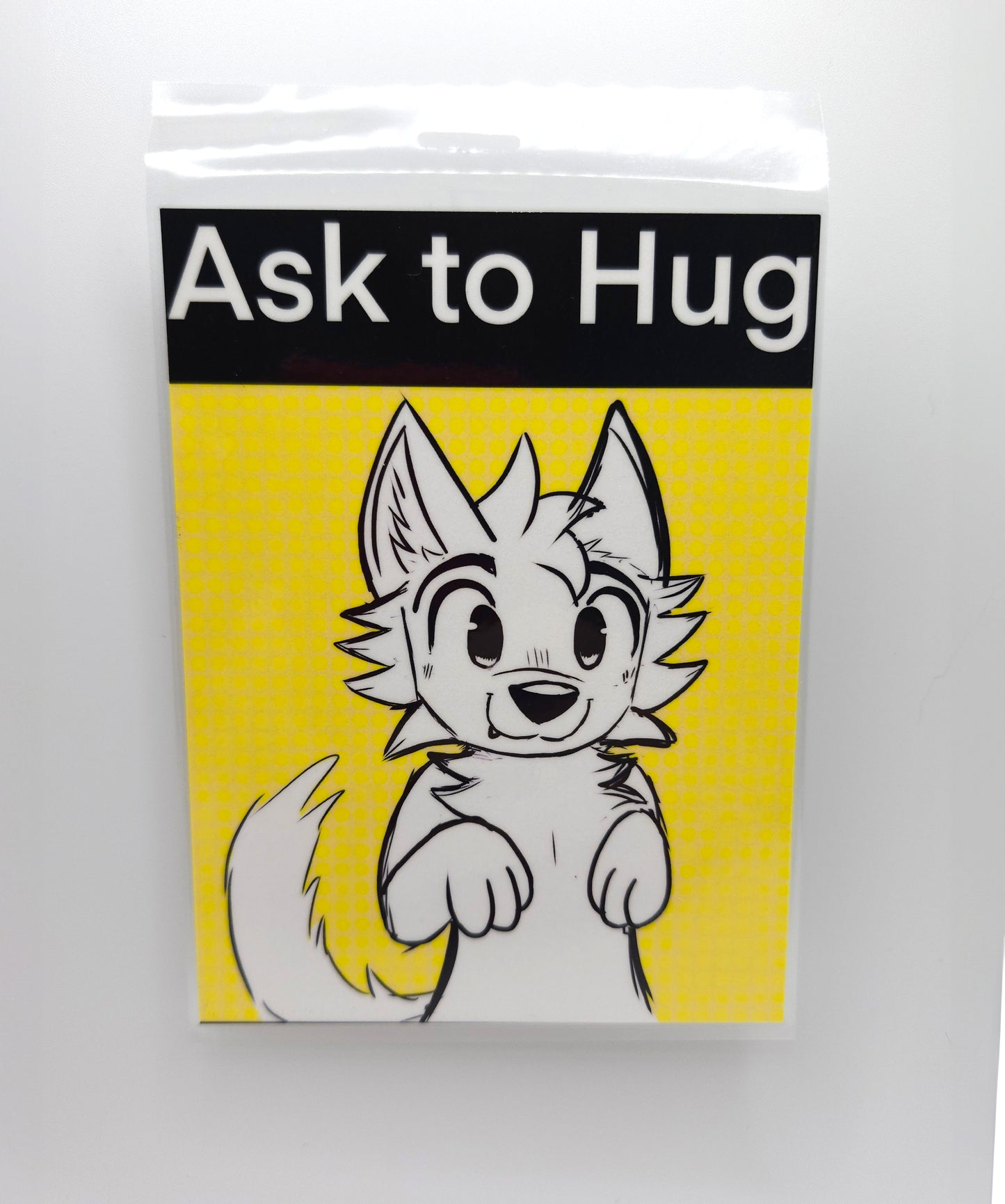 ask to hug fursuit badge