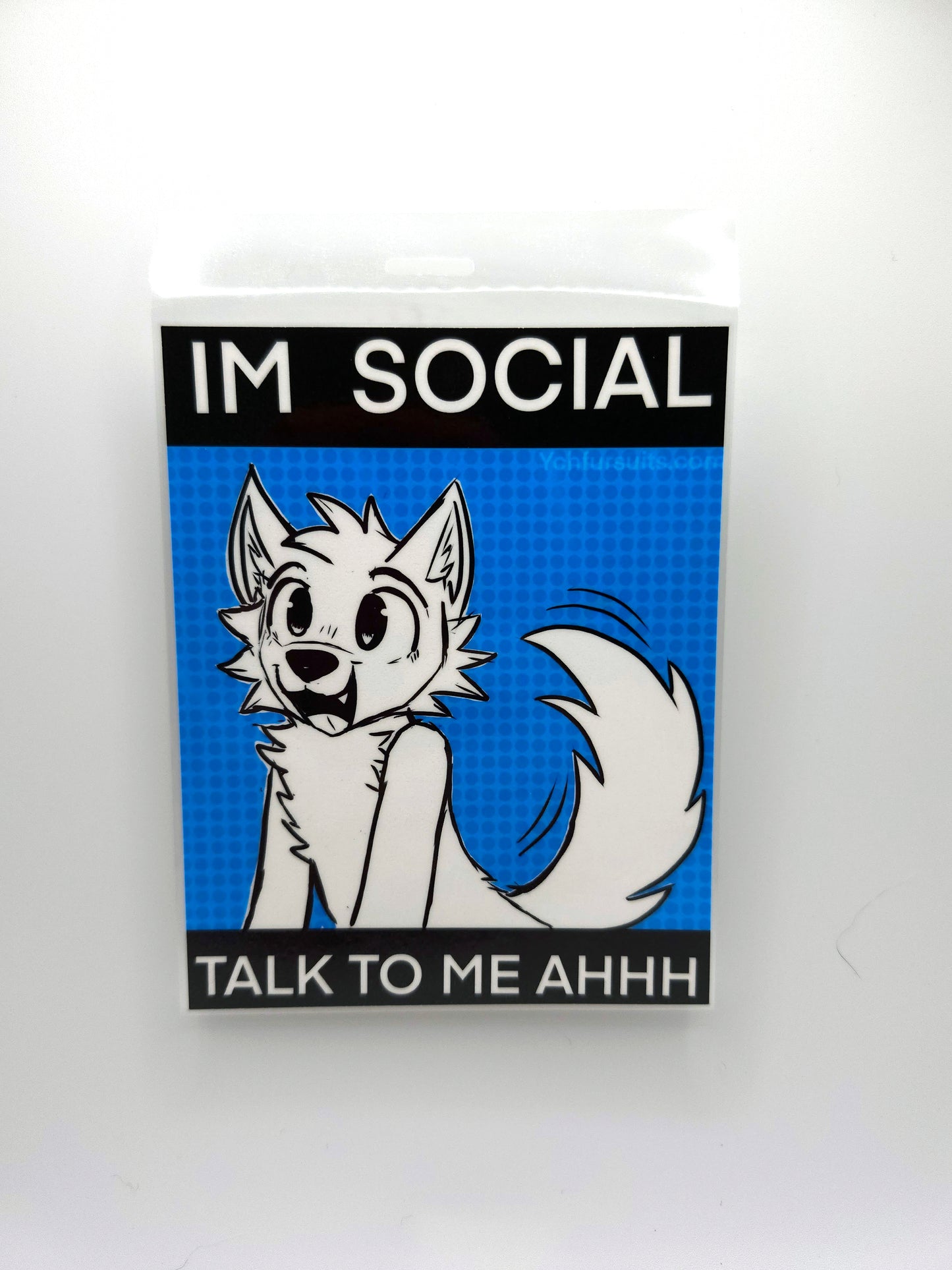 talk to me fursuit badge