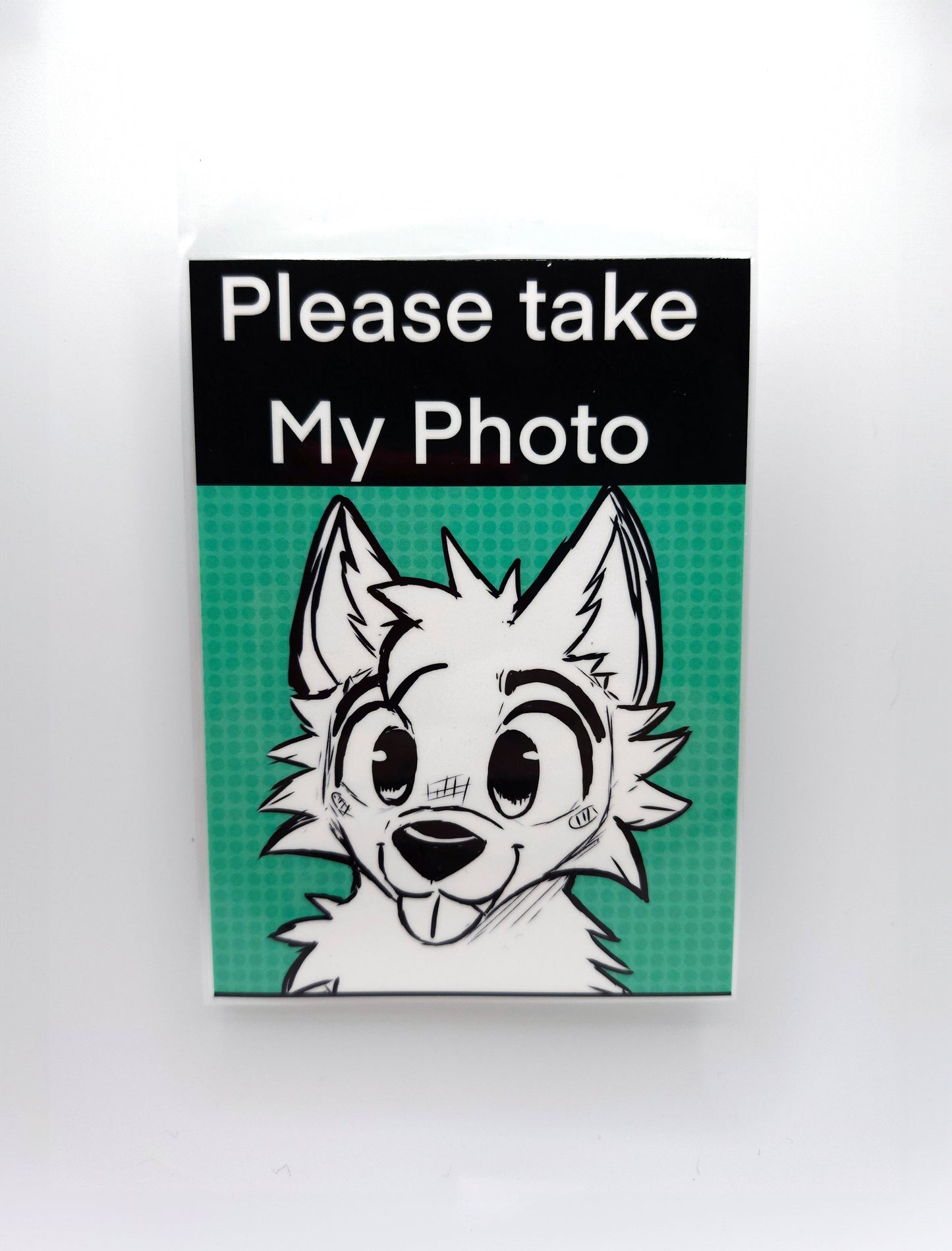 please take my photo fursuit badge